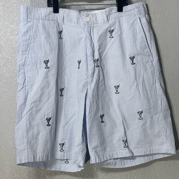 CAstaway CISCO EMBROIDERED SHORT BLUE SEERSUCKER WITH MARTINI - Size 36 - Picture 1 of 6